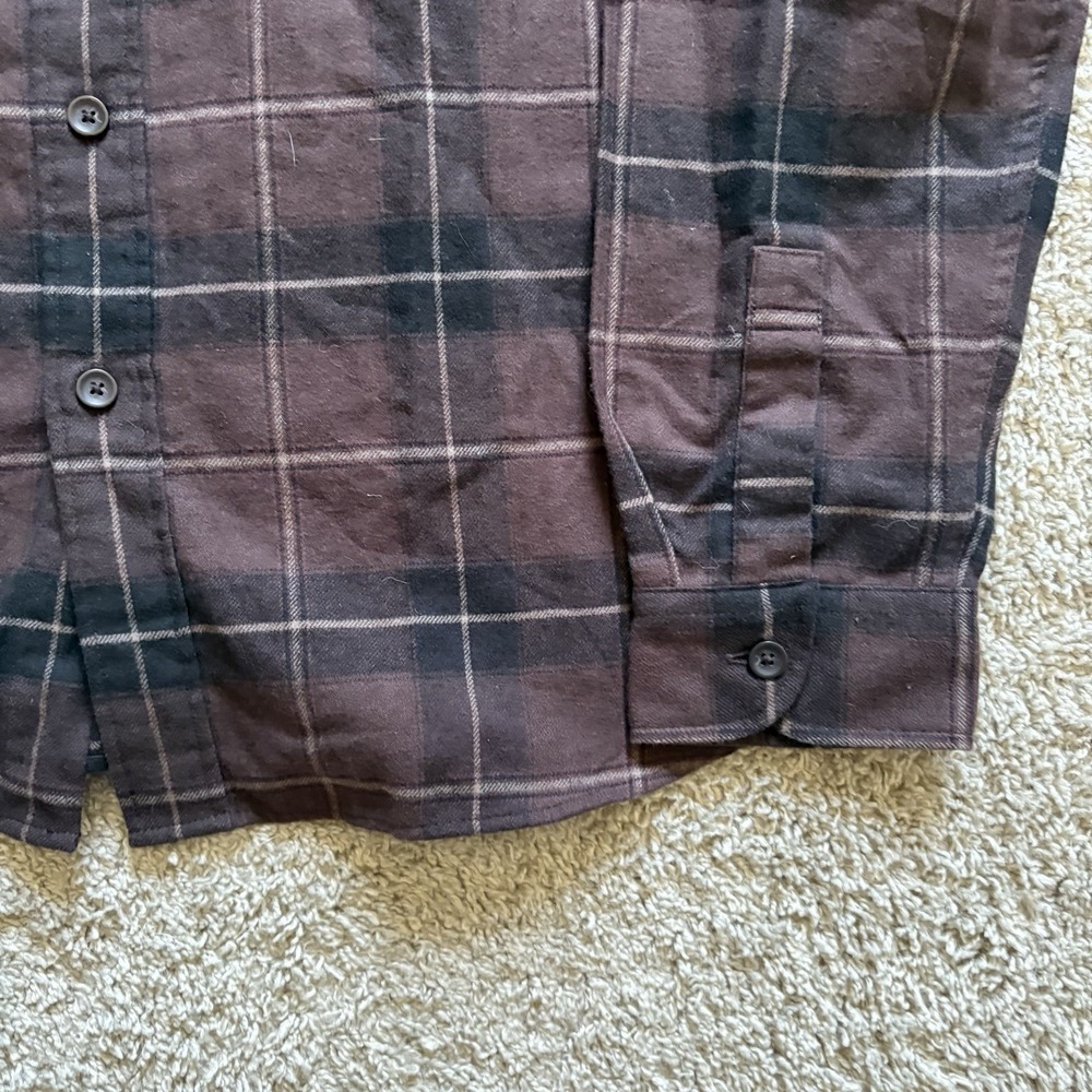 Uniqlo Button Up Flannel Shirt Med Mens Black Plaid 100% Cotton Long Sleeve - Picture 4 of 7